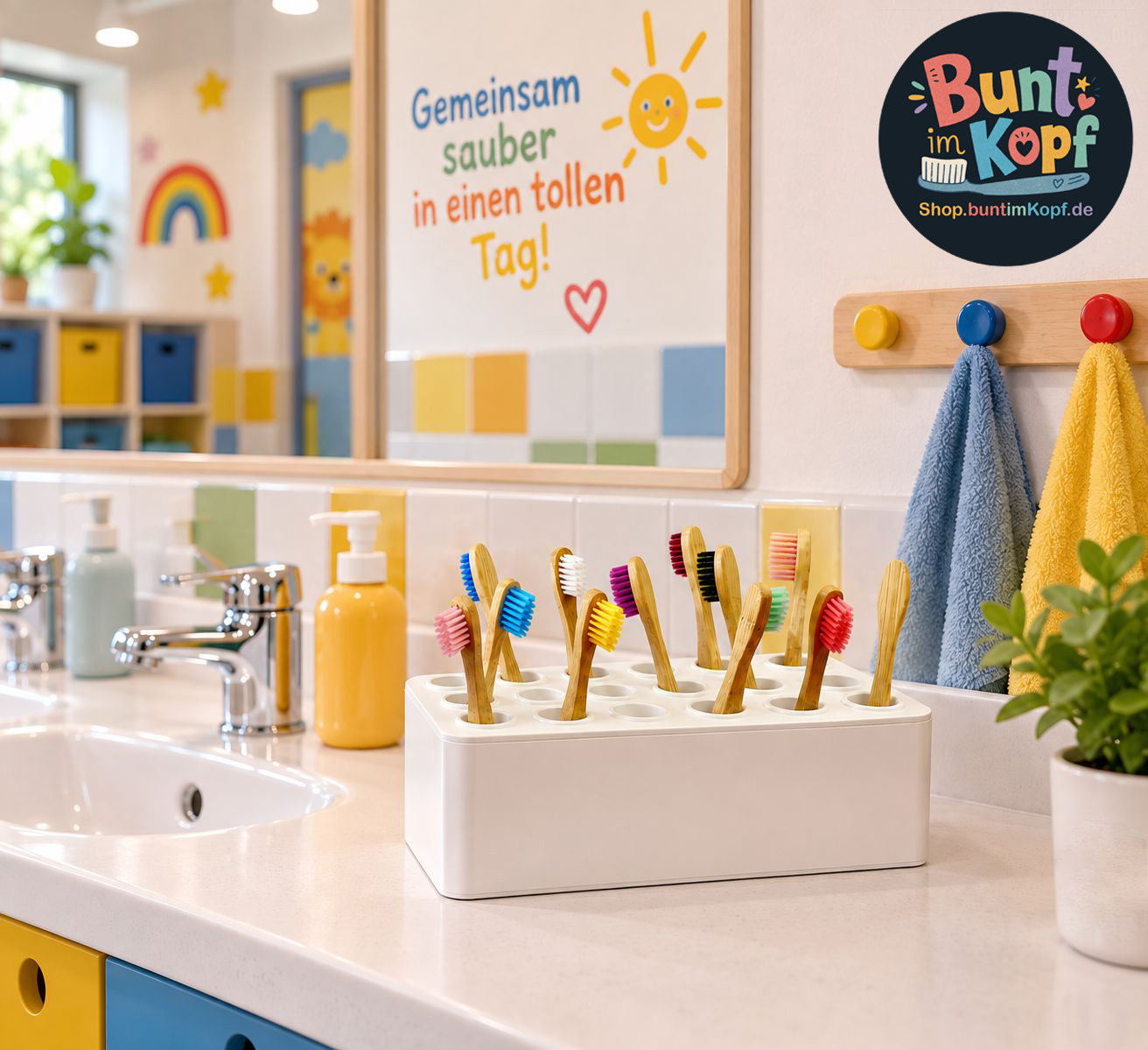 buntimKopf Zahnbürstenständer im Badezimmer